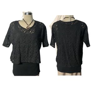 NWD New Women Design Black double Blouse Size M